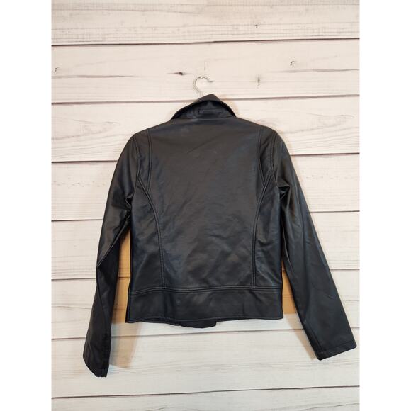 Vine & Valley Womens Black Solid Long Sleeve Leather Motorcycle Jacket Small NWT - Picture 2 of 6